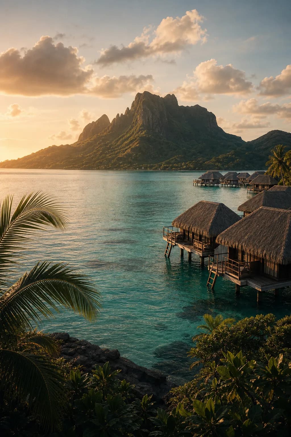 Island retreat with calm turquoise water.